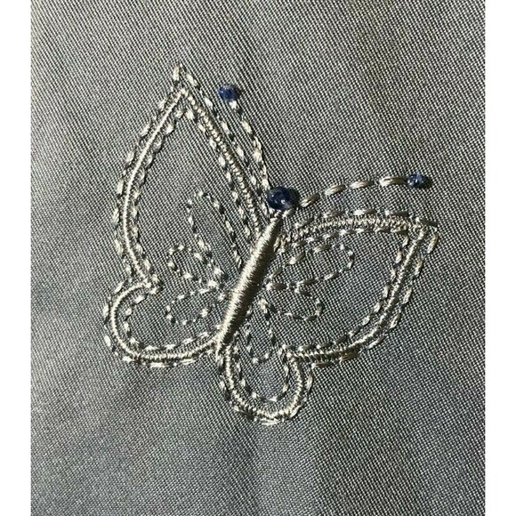 ALFRED DUNNER Womens size 20 Jacket Button Up Elastic Waist/Cuffs Blue Butterfly - Picture 3 of 6